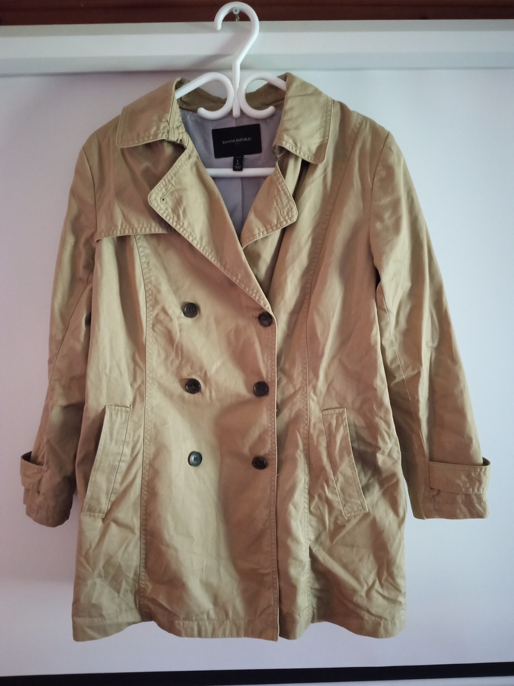 Banana Republic Khaki Double-Breasted Trench Coat
